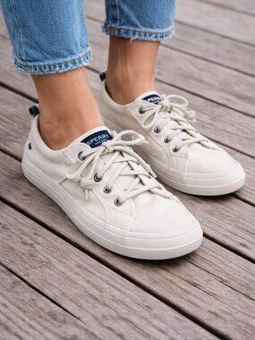 Sperry Women's Crest Vibe Linen Canvas Sneakers - Size 8.5 - EUC
